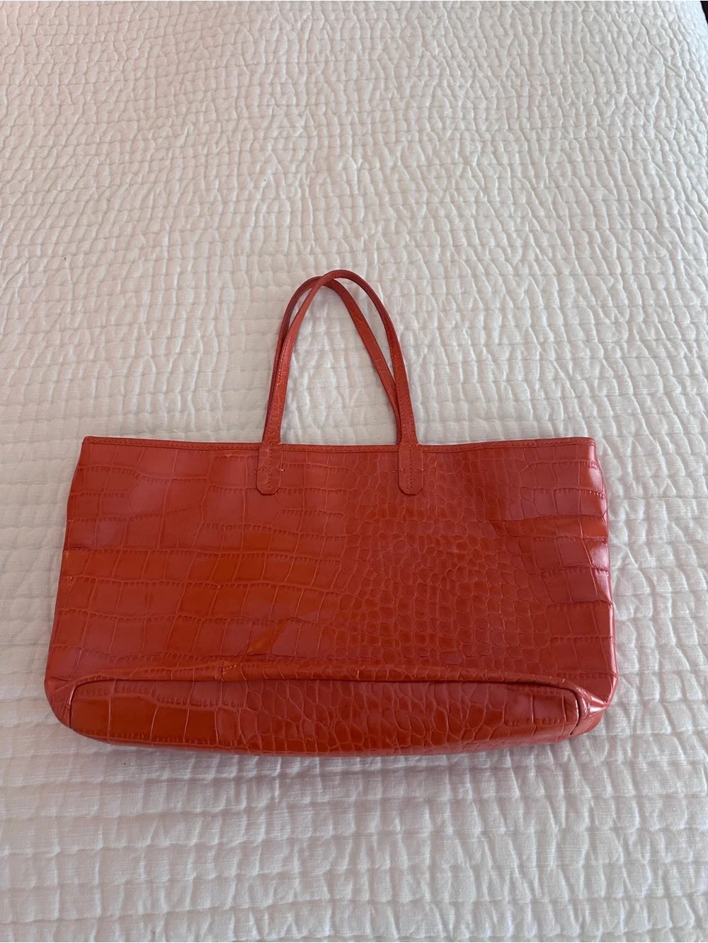 Orange Croc-Embossed Tote Bag - Classic Women's Shoulder Bag
